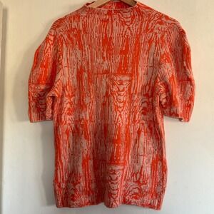 Anthropologie Maeve Sweater Short Sleeve Modern Office Mock Neck Orange L